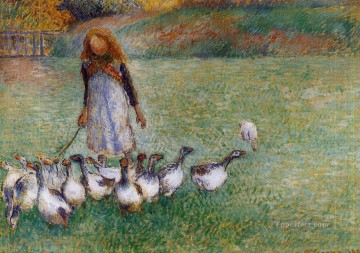 Fowl Painting - little goose girl 1886 Camille Pissarro